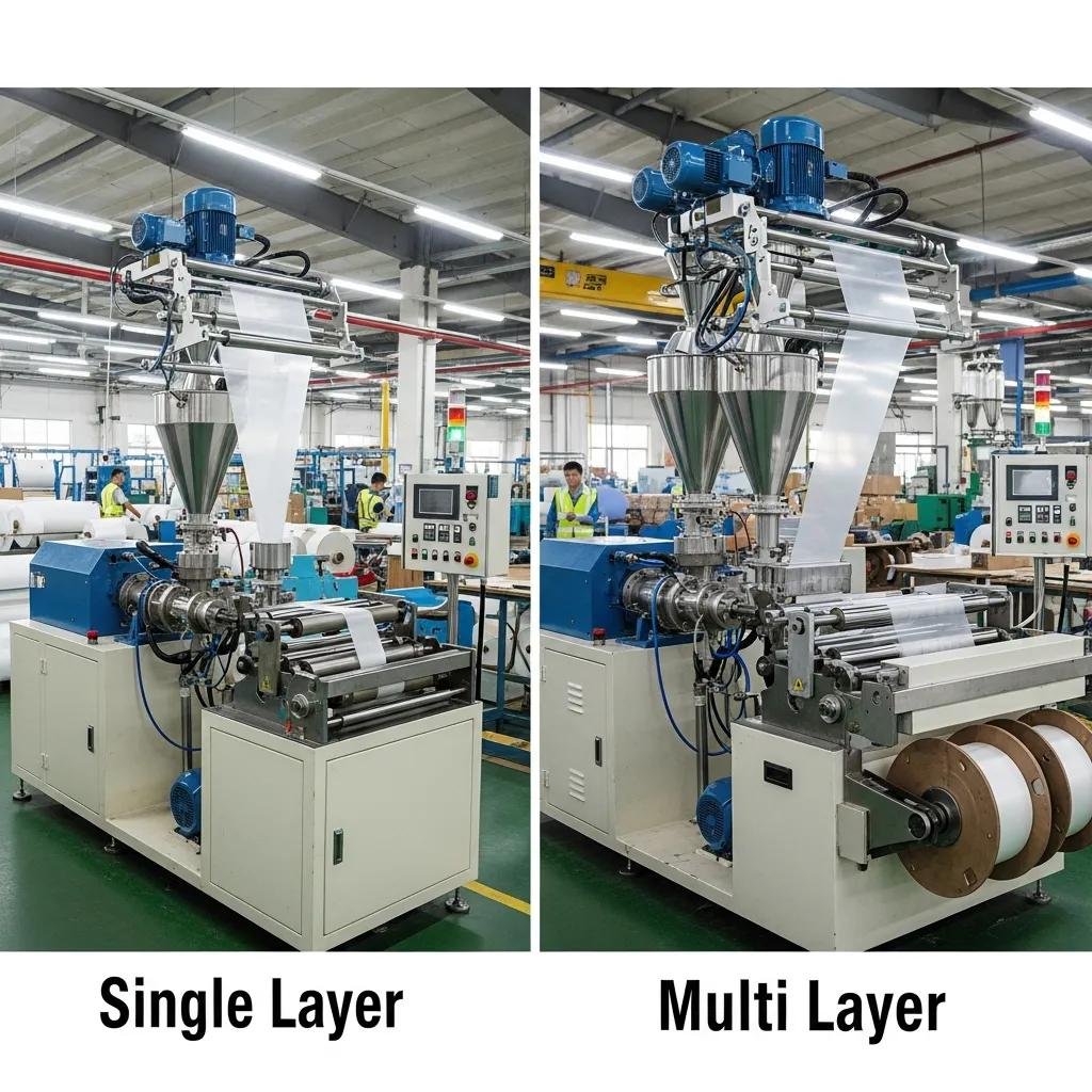 Comparison of single-layer and multi-layer HDPE blown film machines in a manufacturing environment