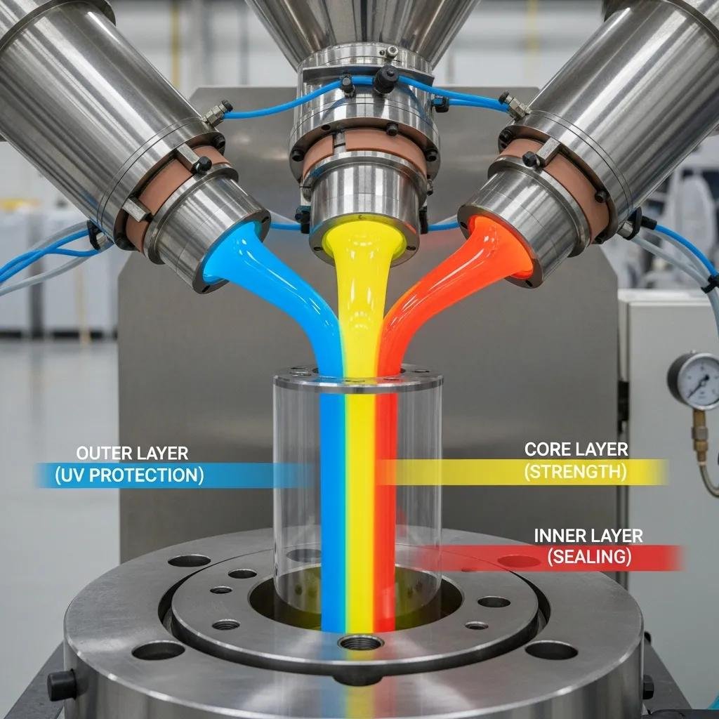 Illustration of the co-extrusion process in multi-layer film production