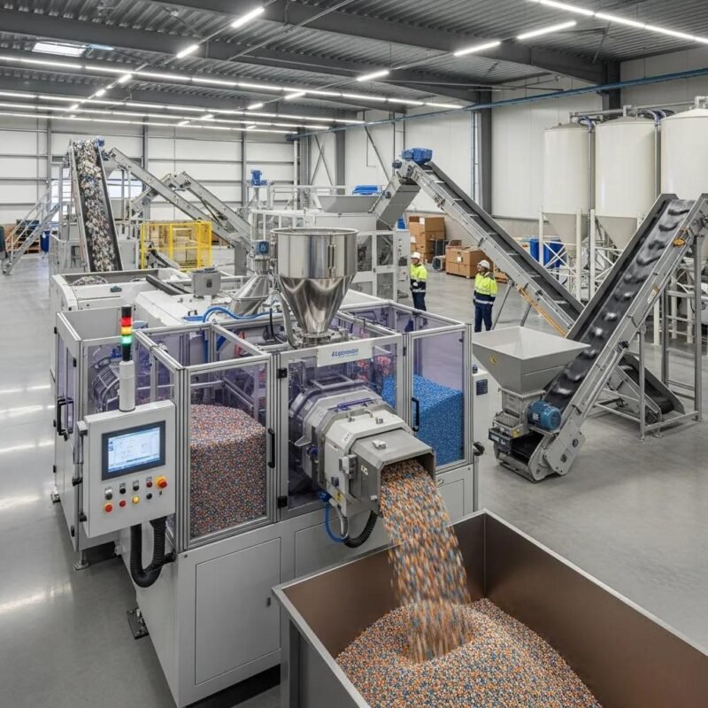 Advanced plastic pelletizing machine processing plastic waste into reusable pellets