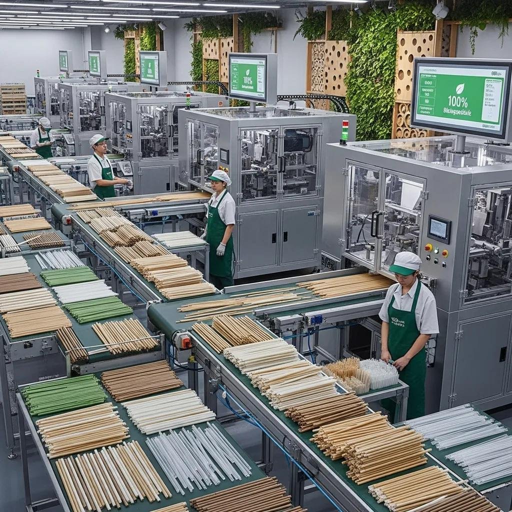 Biodegradable straw machines producing eco-friendly straws in a sustainable environment