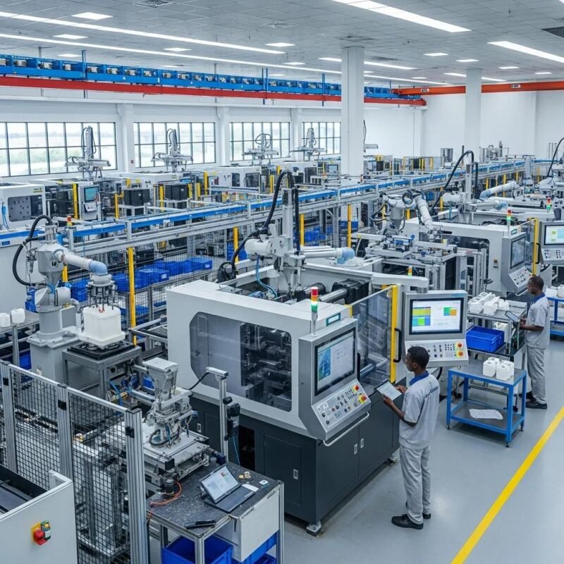 Modern plastic manufacturing facility in Nigeria showcasing automation and Industry 4.0 technologies