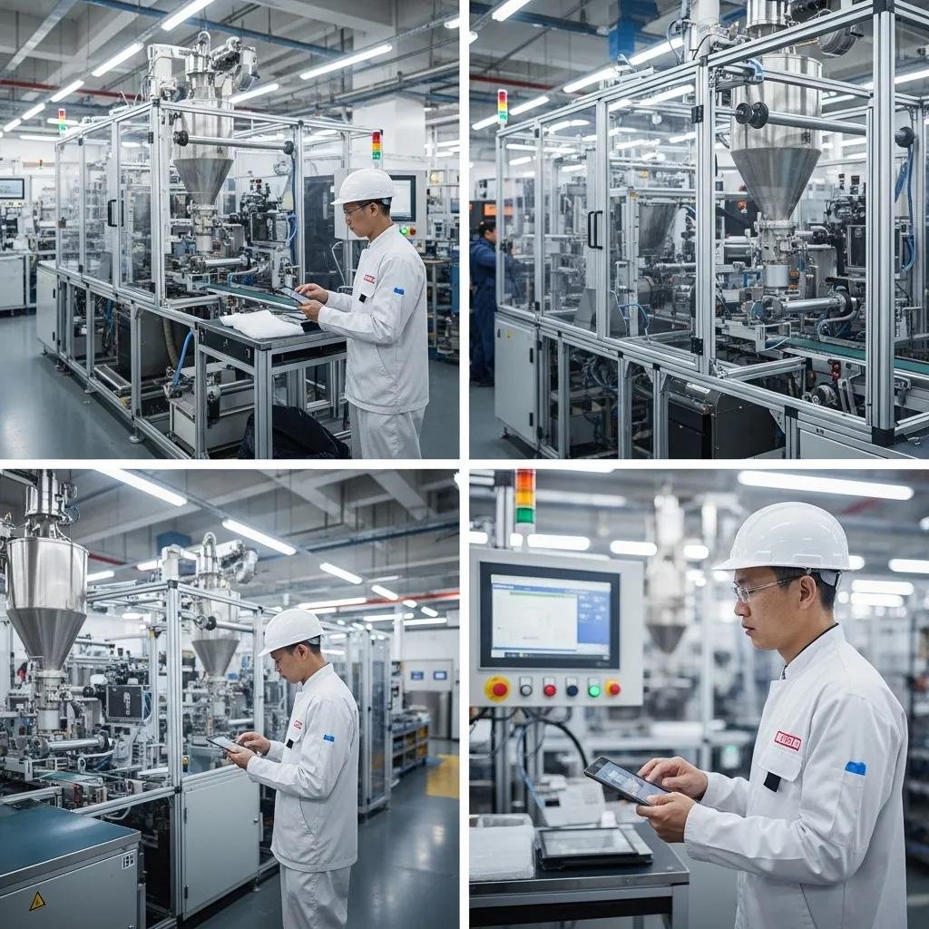 Smart factory environment optimizing plastic film and bag production with advanced technology